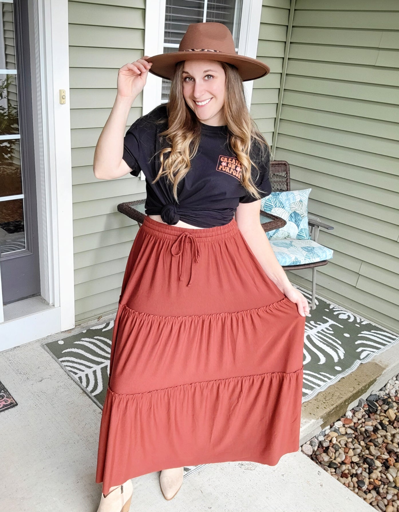 Tiered Skirt - Rust