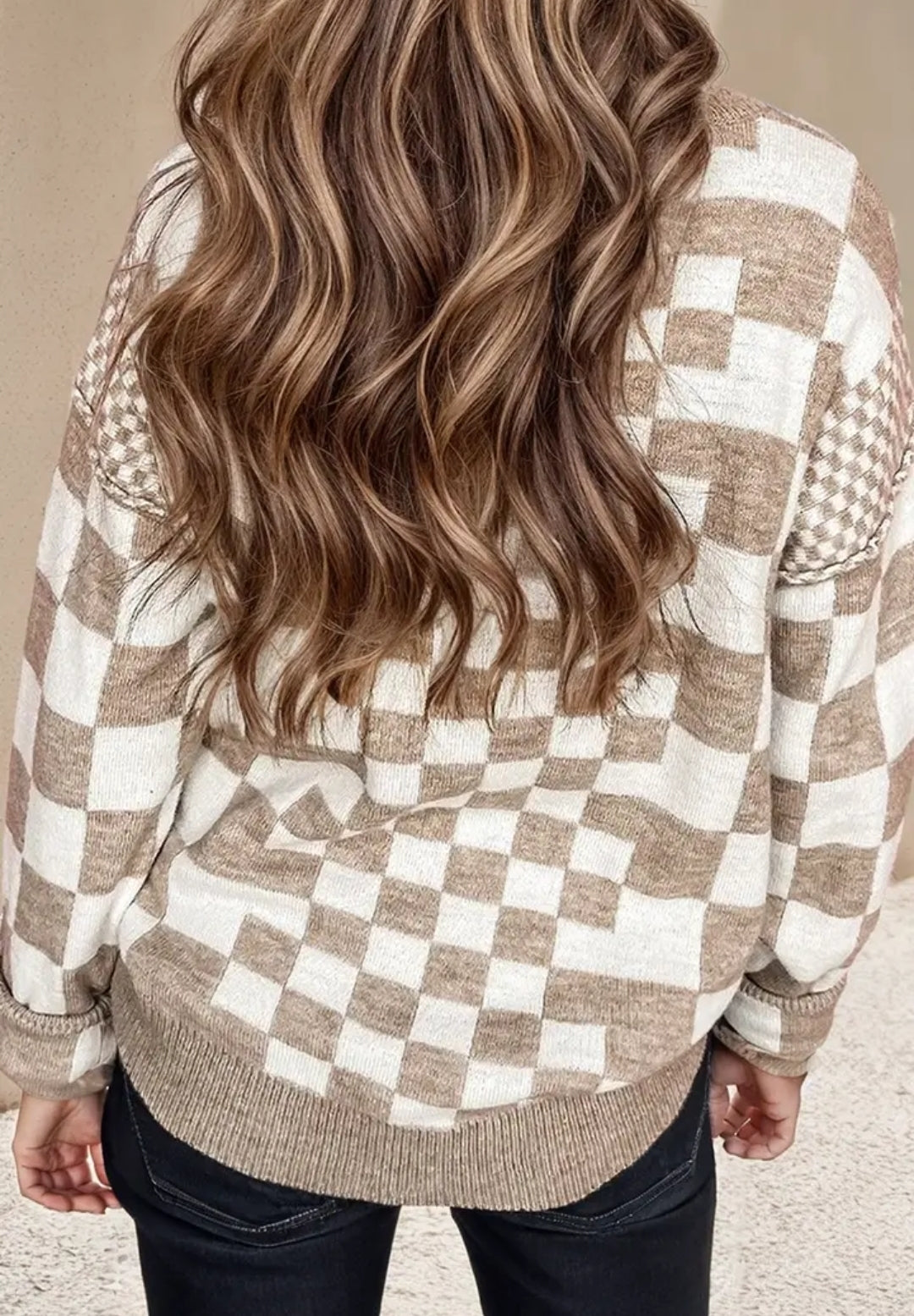 Khaki Checkered Sweater
