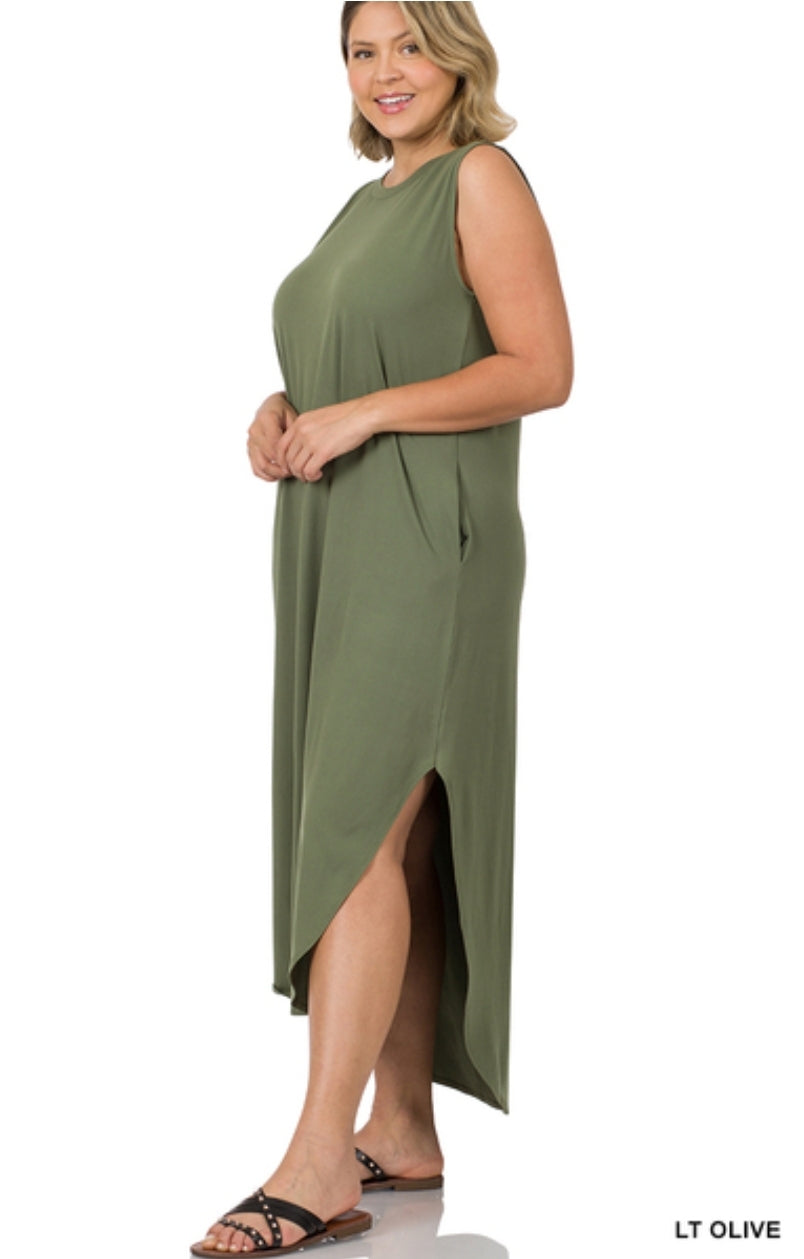 Brushed Side Slit Tank Dress