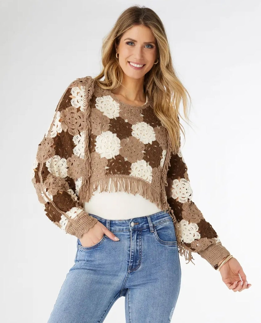 Floral Crochet Pullover
