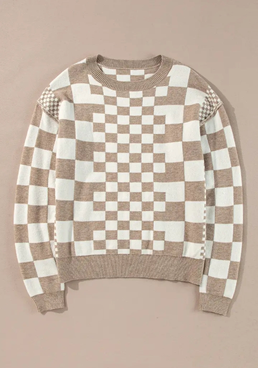 Khaki Checkered Sweater