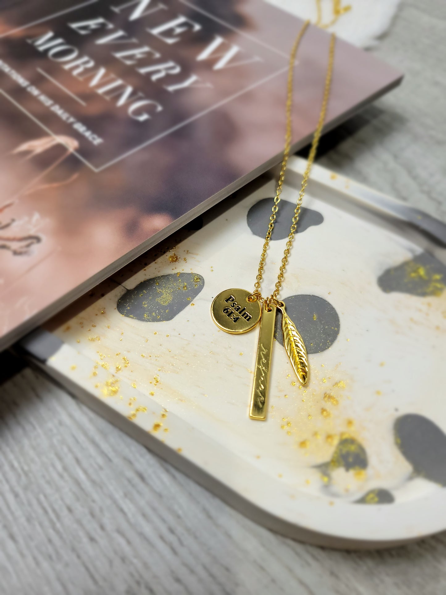 Psalm 61:4 Refuge Feather Necklace