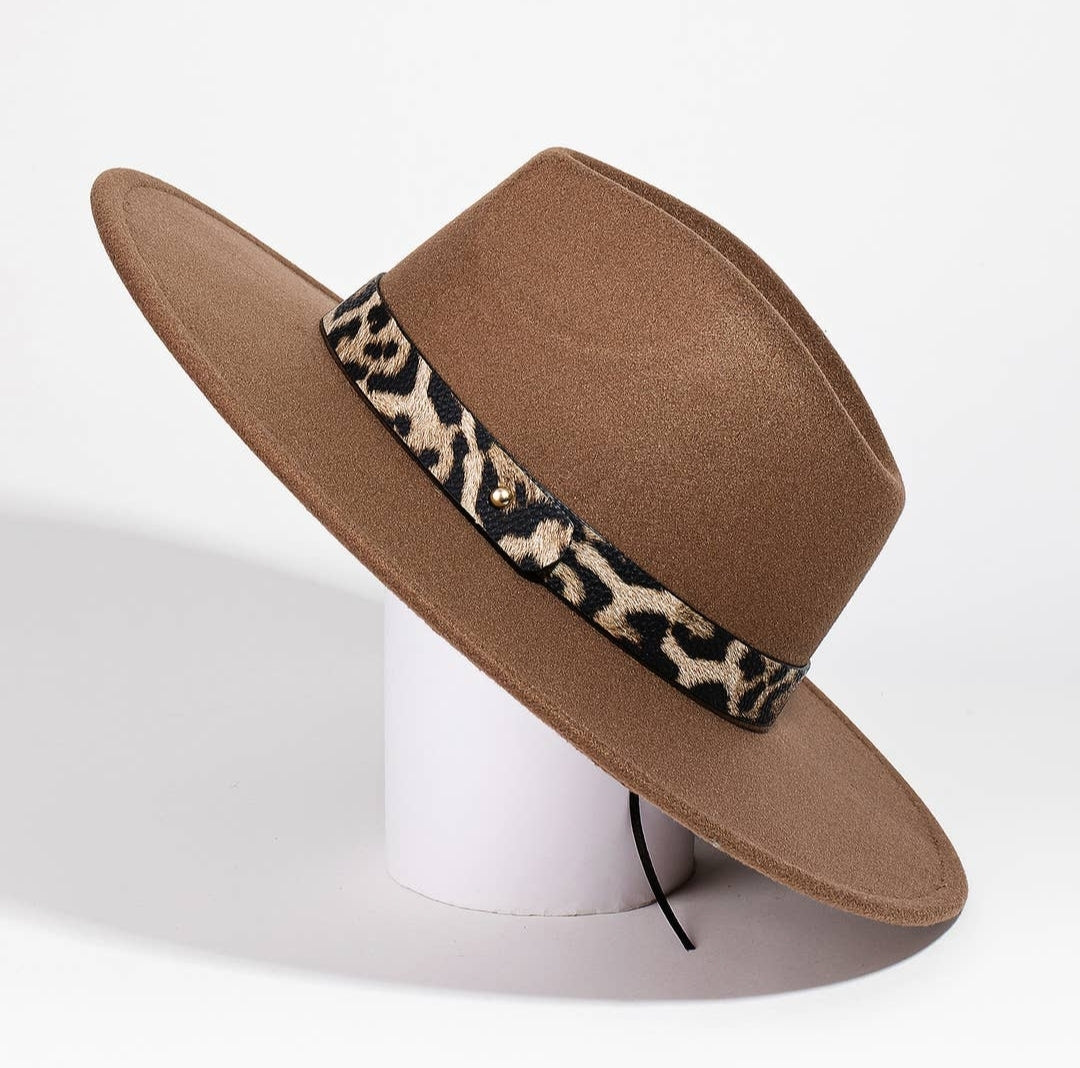 Brown Leopard Fedora
