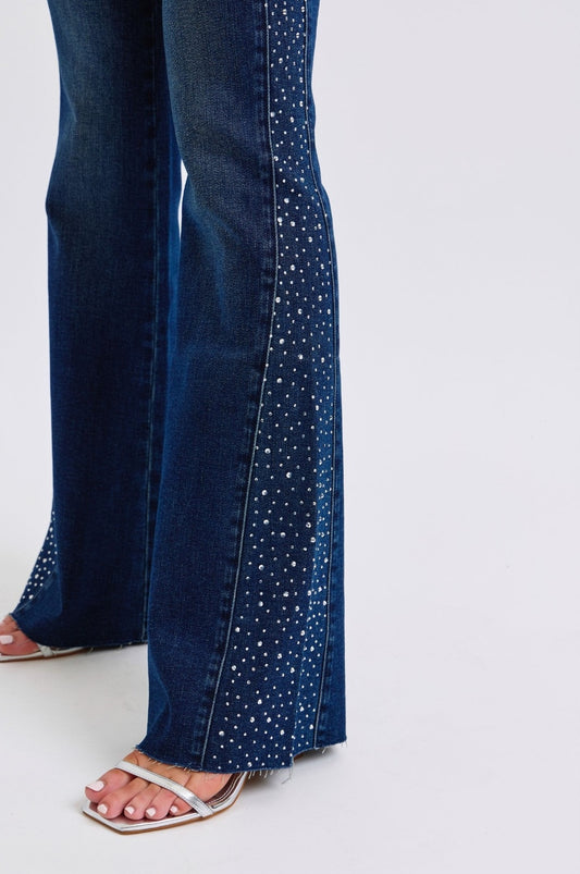 Judy Blue Mid-Rise Rhinestone Flares