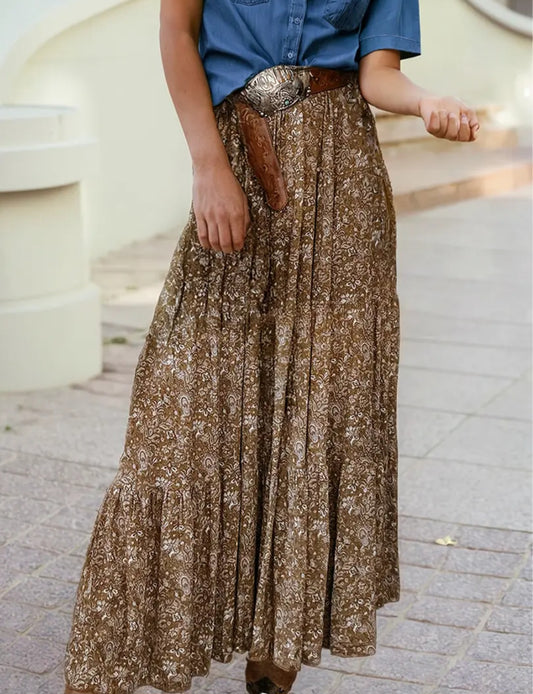 Western Floral Tiered Skirt