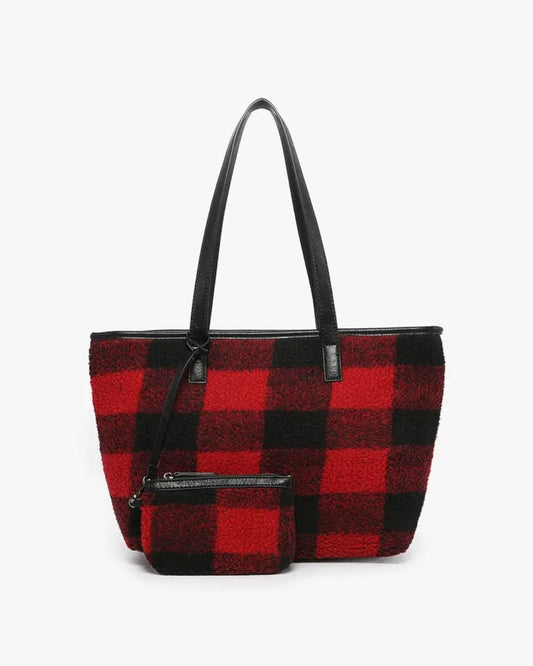 Sherpa Plaid Tote