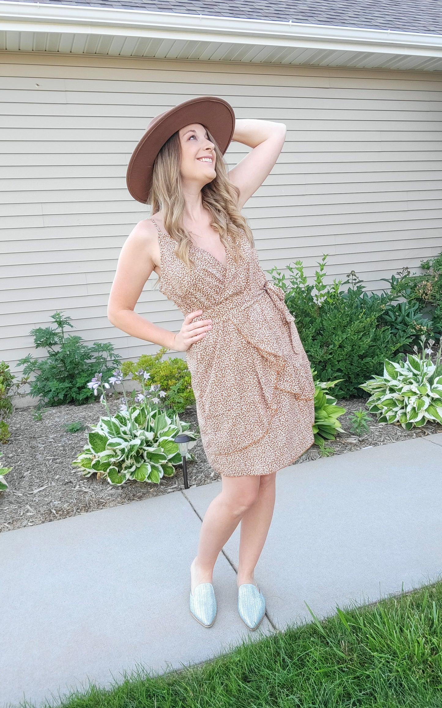 Leopard Print Faux Wrap Dress